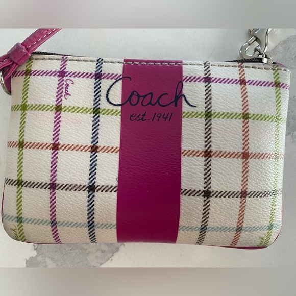 Coach Multicolor Plaid Wristlet - Picture 1 of 6